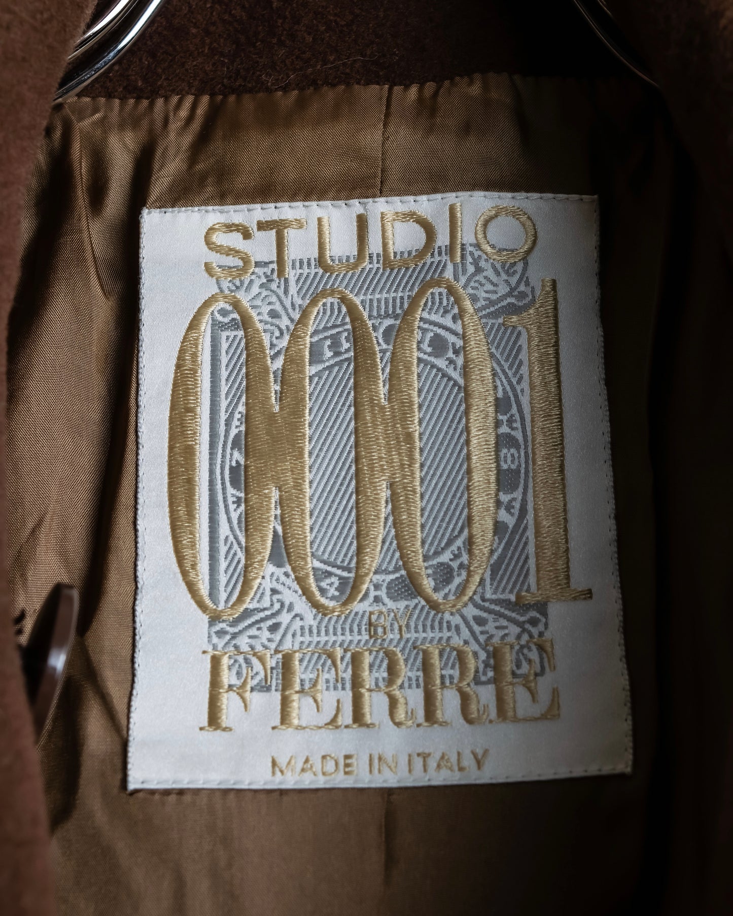 "STUDIO 0001 BY FERRE" Double breasted oversized wool blend chesterfield coat