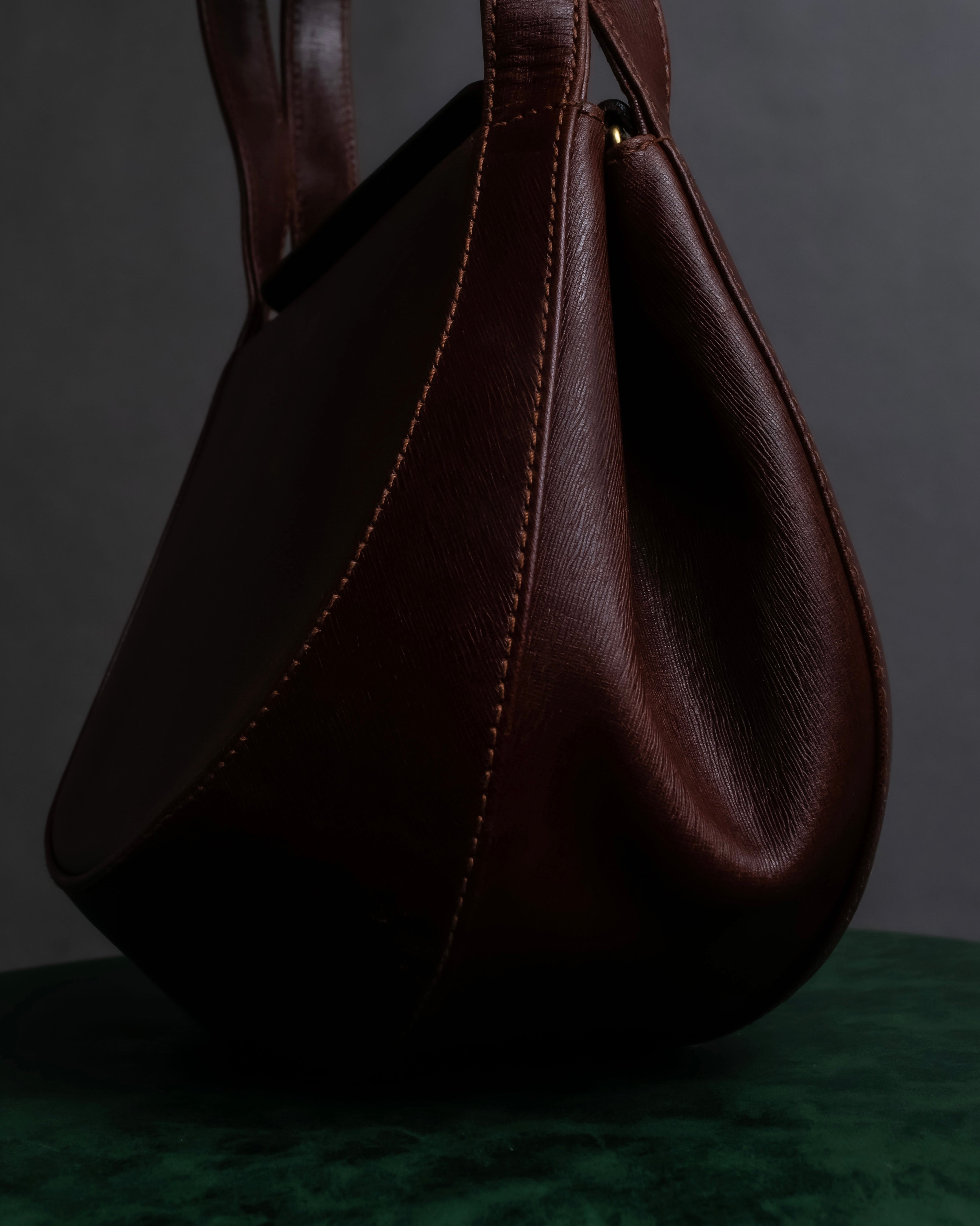 "Salvatore Ferragamo" Half-moon shaped Bordeaux color leather shoulder bag