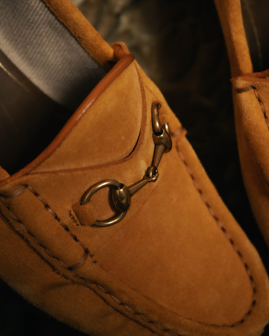 "GUCCI" 10's Camel suede horsebit loafers