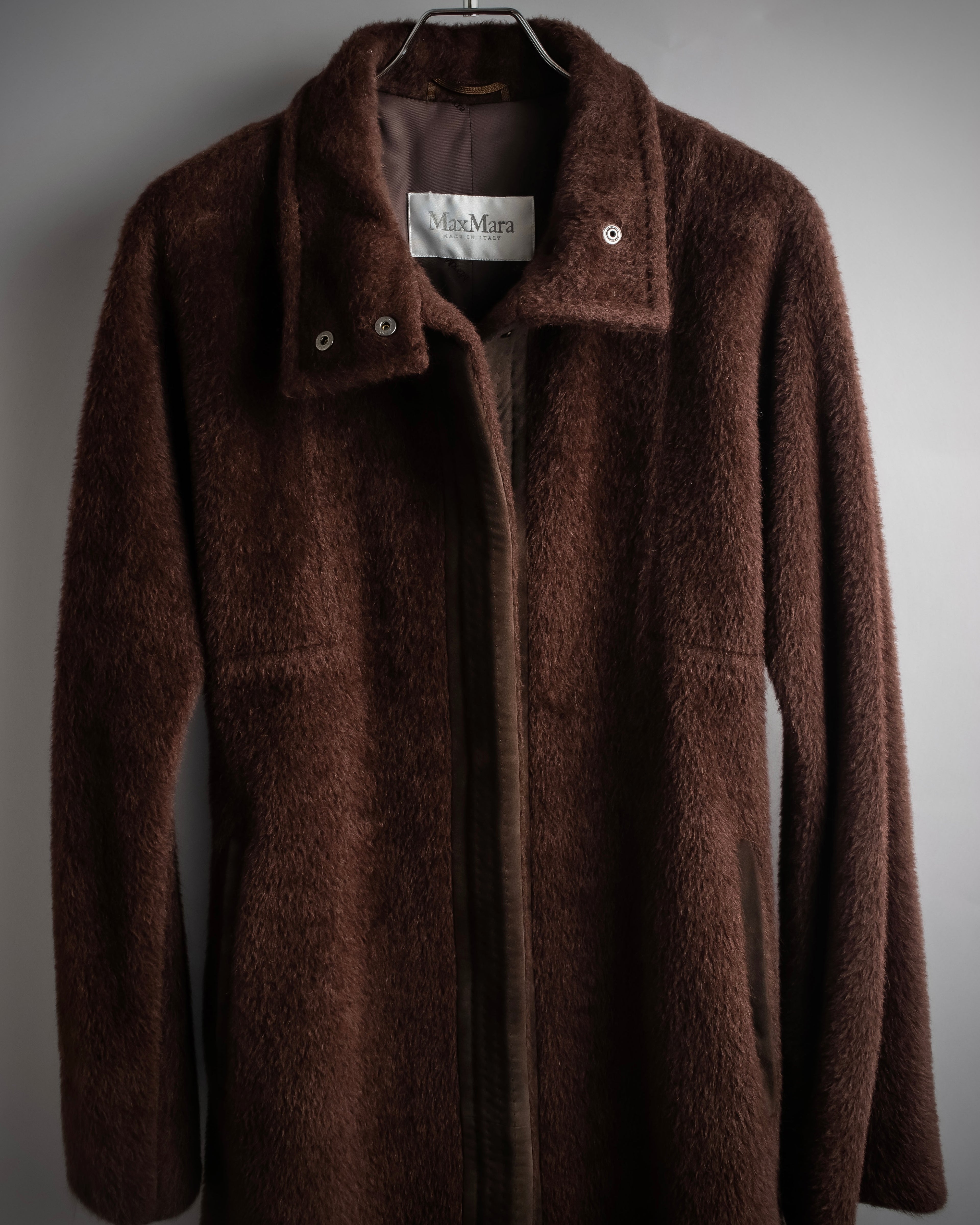 "Max Mara" Alpaca wool belted stand collar long coat