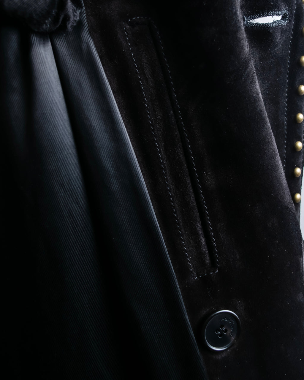 "Saint Laurent" 19AW gold studs design suede long coat