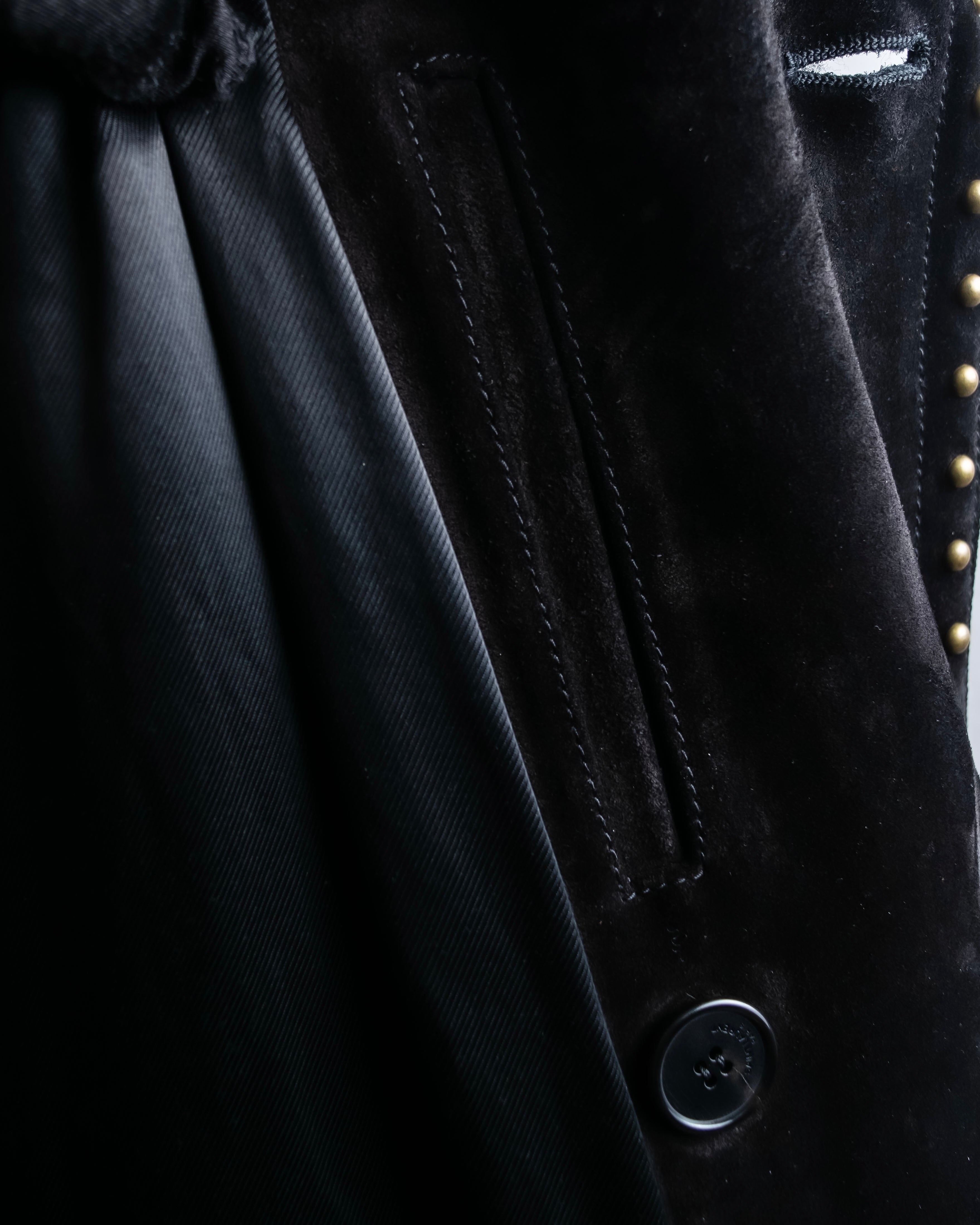 "Saint Laurent" 19AW gold studs design suede long coat
