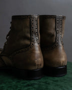 "FENICE" Gradient color leather lace up wingtip shoes