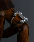 "CHANEL" Coco mark motif pearl strass design ring