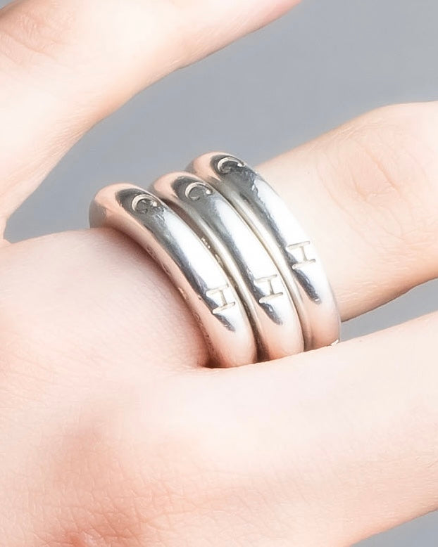 "CHANEL" Silver 925 three connected rings