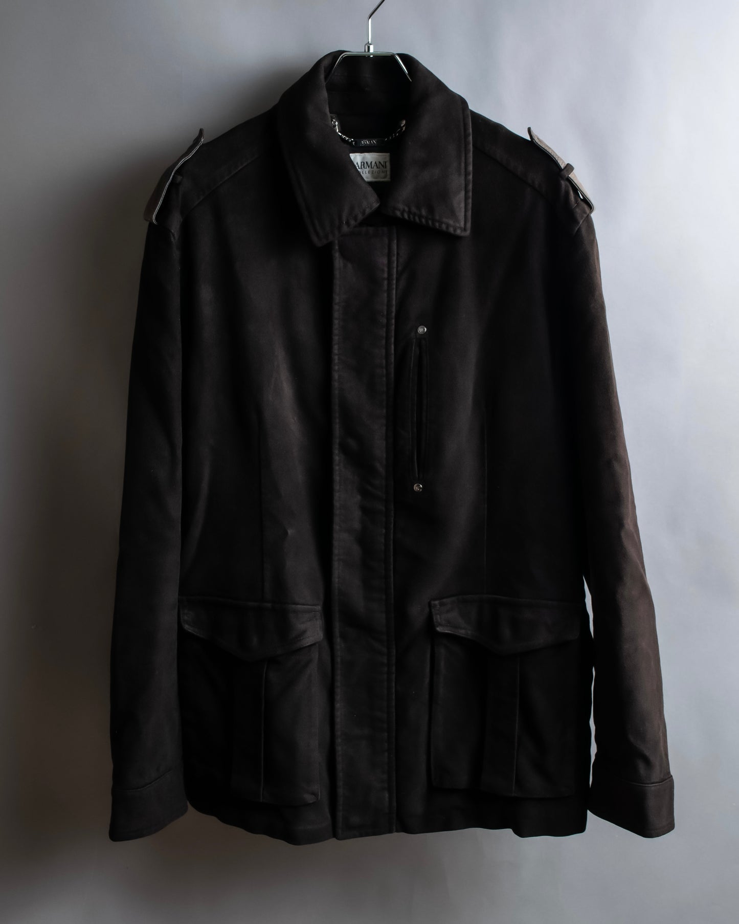 "ARMANI COLLEZIONI" Military detail elbow patch zip-up jacket