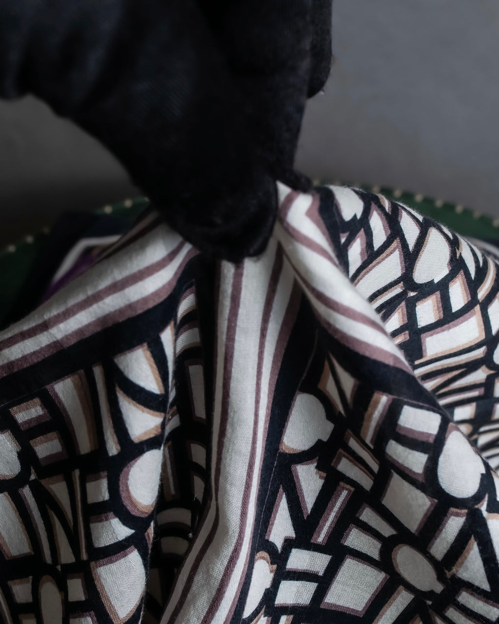 "CELINE" Belt motif pattern purple color silk scarf