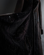 “KENZO” 80’s Folkloric shearling-lined leather long coat