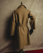 “GUCCI” 00’s-10’s Cashmere-blend leather-trimmed belted long coat