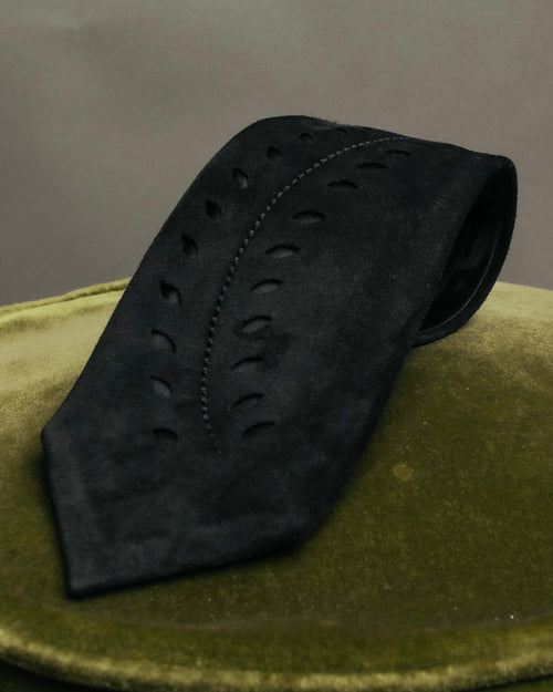 -SPECIAL- “HERMÈS” 2008-18 Suede cutwork leather tie