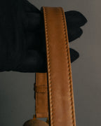 "GUCCI" 70's-80's Micro GG monogram canvas shoulder bag with stirrup hardware