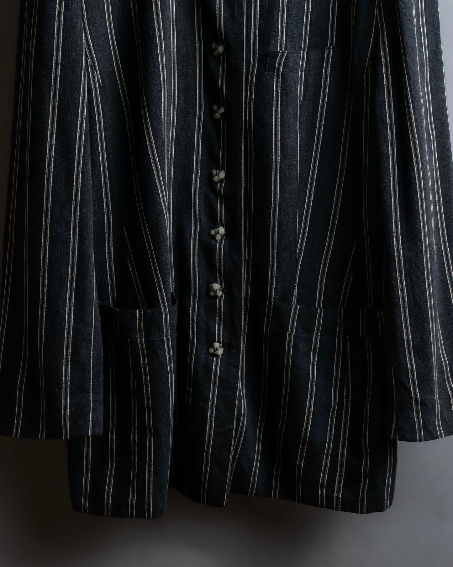 "Vintage multi stripe collarless jacket"