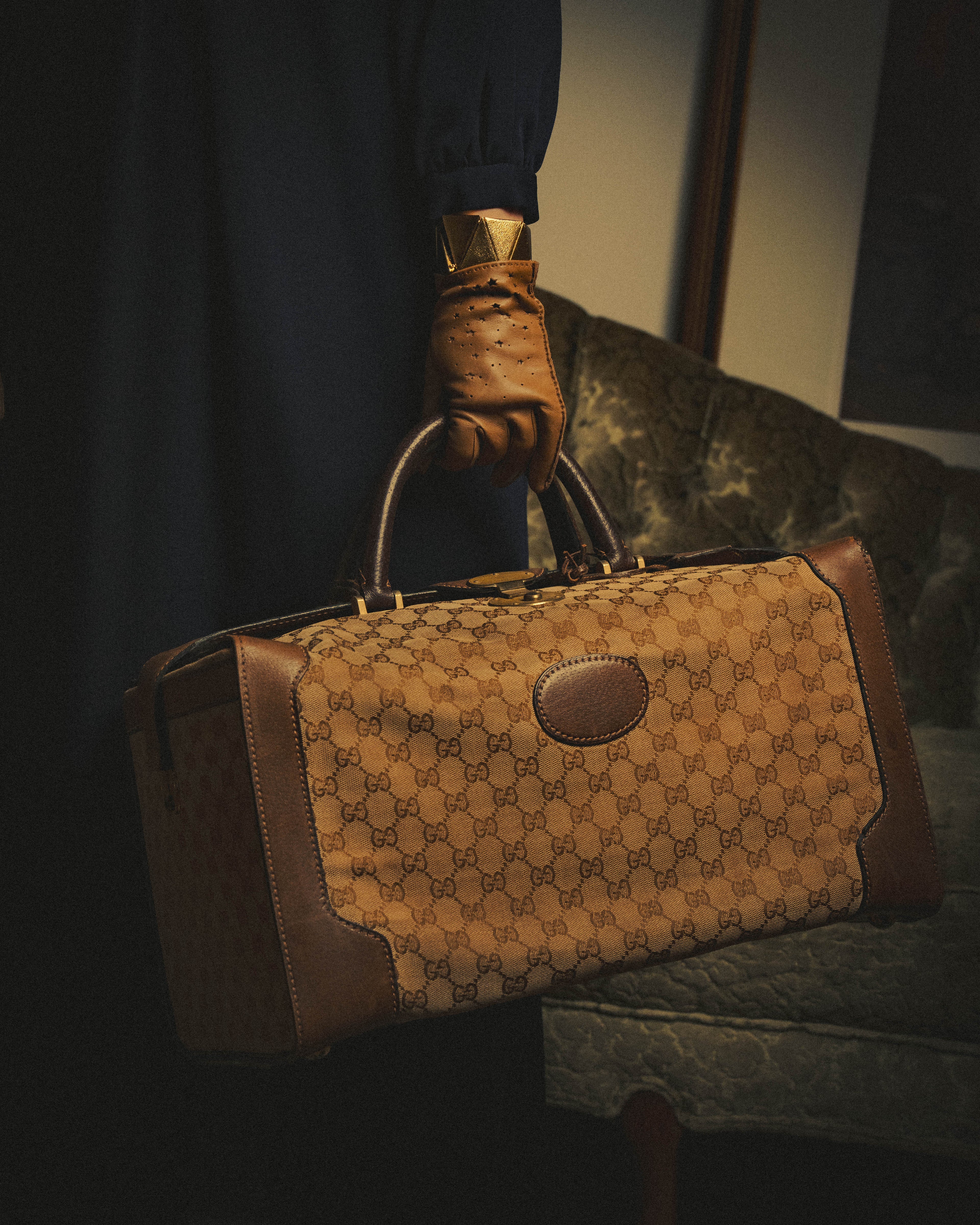 –SPECIAL– "GUCCI" 60's-70's Classic GG monogram Boston bag