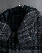 "BURBERRY" Check pattern double zipper hooded coat