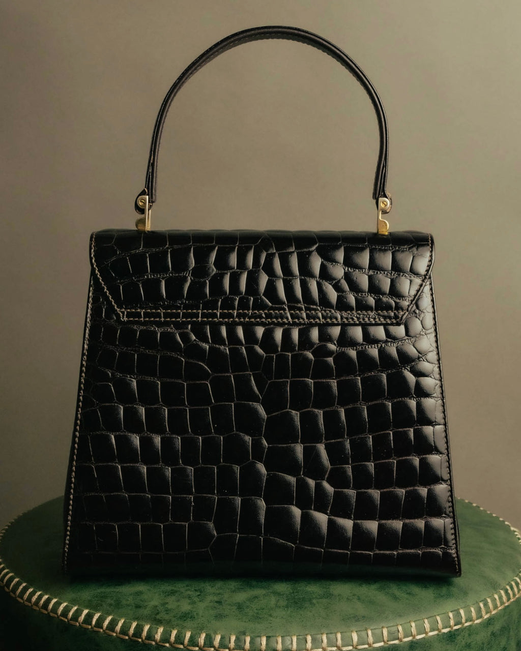 -SPECIAL- "TIFFANY & CO." 70's-80's Shiny crocodile top handle bag