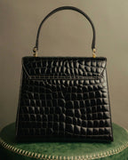 -SPECIAL- "TIFFANY & CO." 70's-80's Shiny crocodile top handle bag