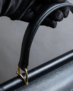 "VALENTINO" Garavani gold metal design leather hand bag