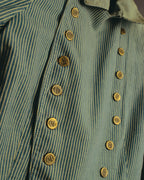 -SPECIAL- "Ralph Lauren" 00's Hickory stripe cotton double-breasted marine jacket