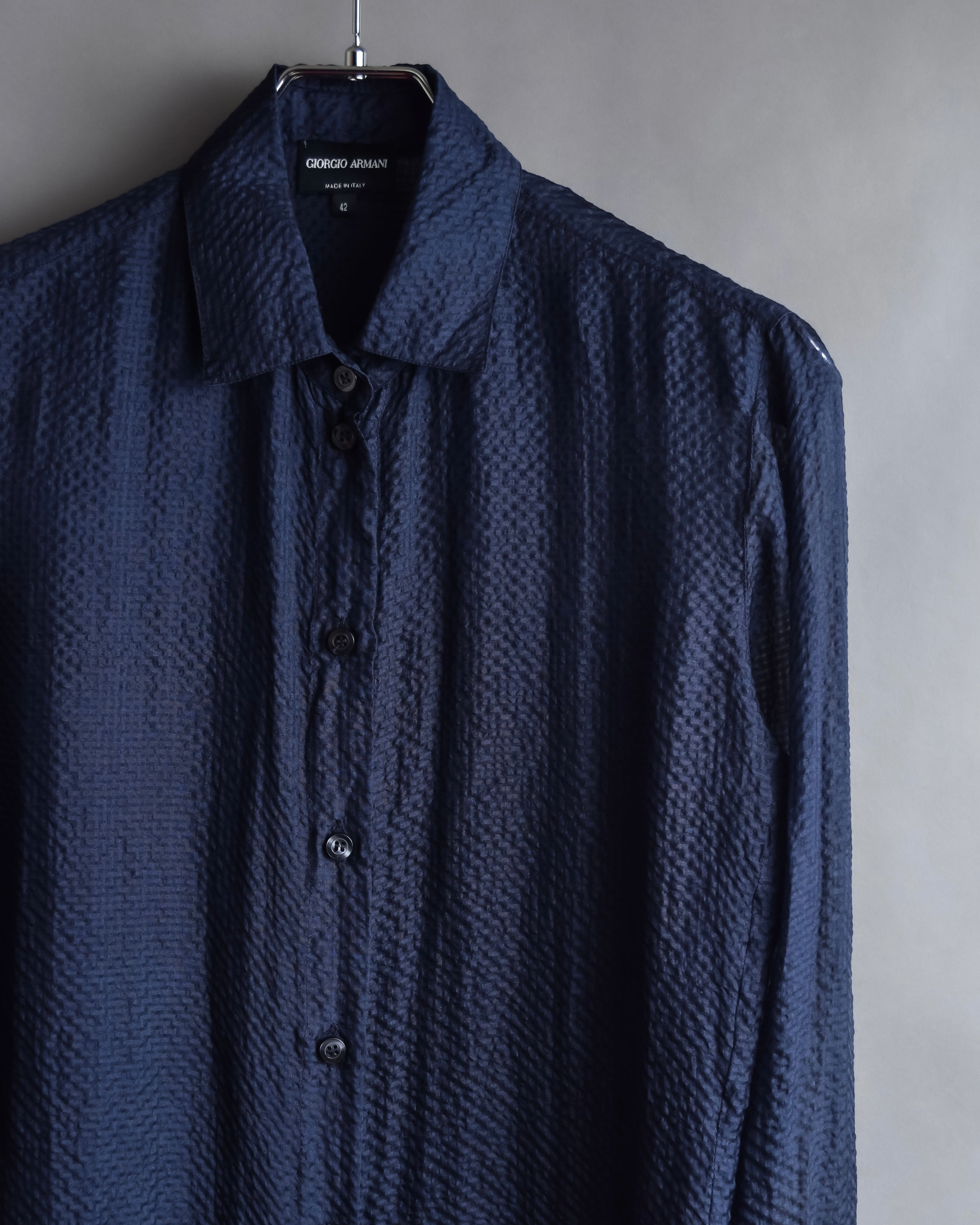 "GIORGIO ARMANI" Jacquard navy color shirt