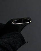 "PRADA" Logo engraved metal plate design leather bracelet