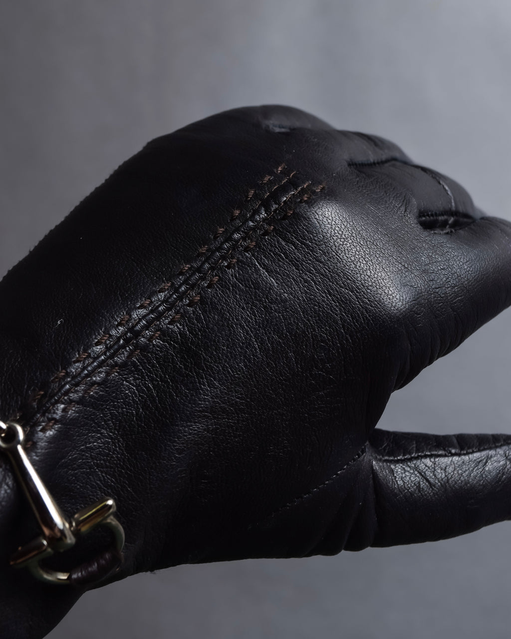 "GUCCI" Horse bit motif fitted leather gloves