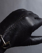 "GUCCI" Horse bit motif fitted leather gloves