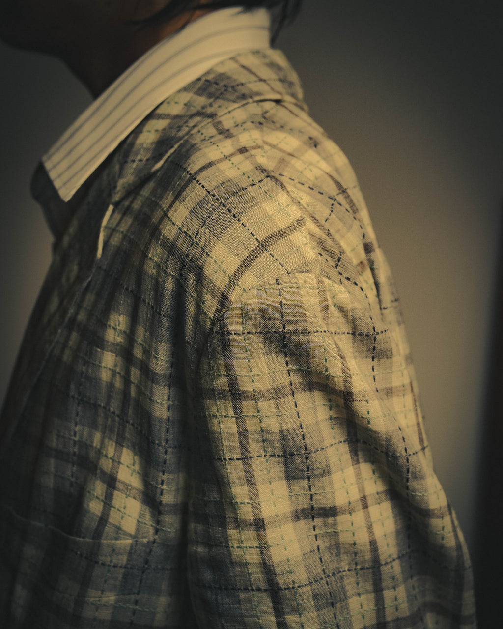 -SPECIAL- "Hermès" 10's Textured linen blend check blazer