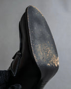 "PRADA" Metal band design leather heel loafers