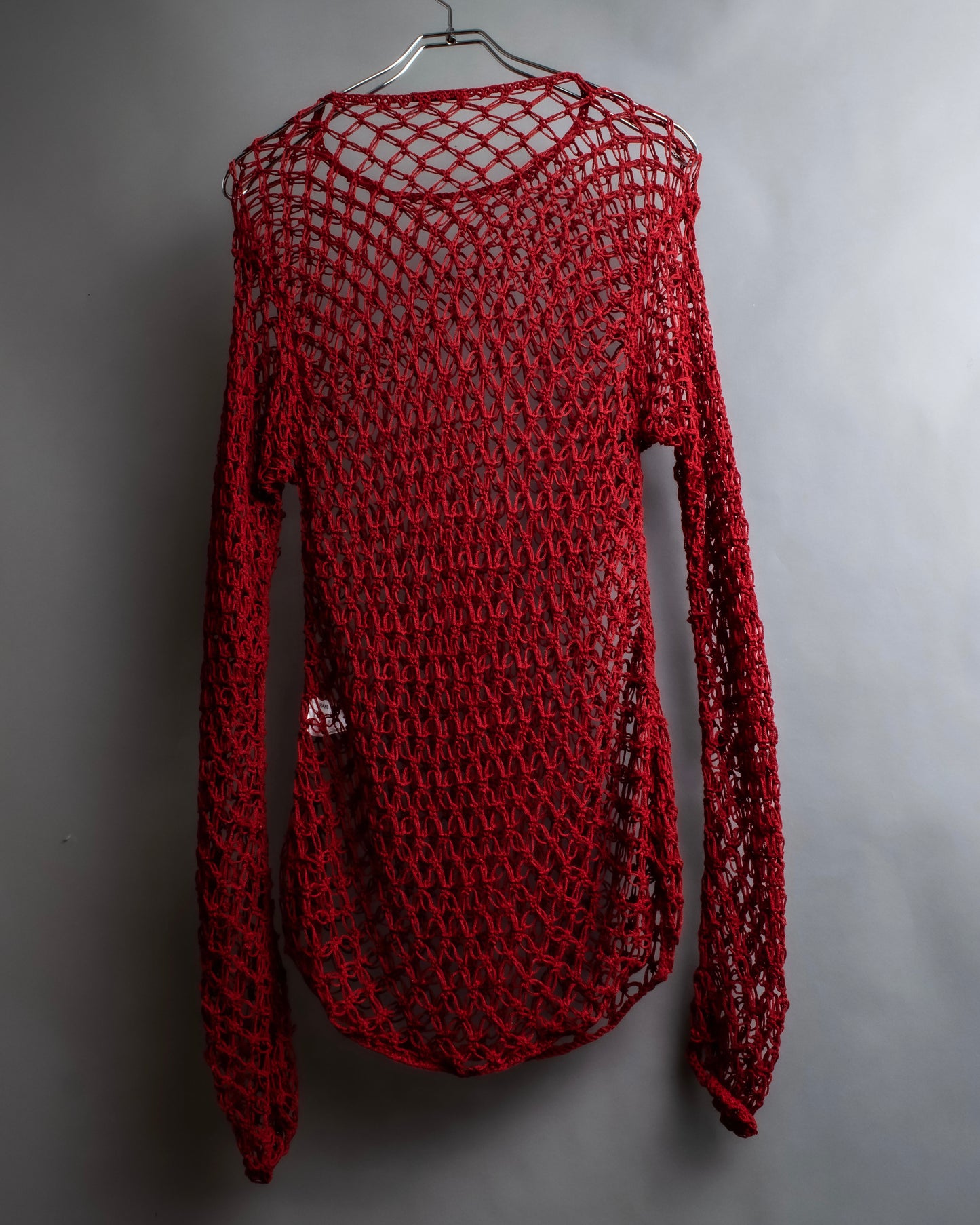 "Y's" Vivid red color mesh knit pullover