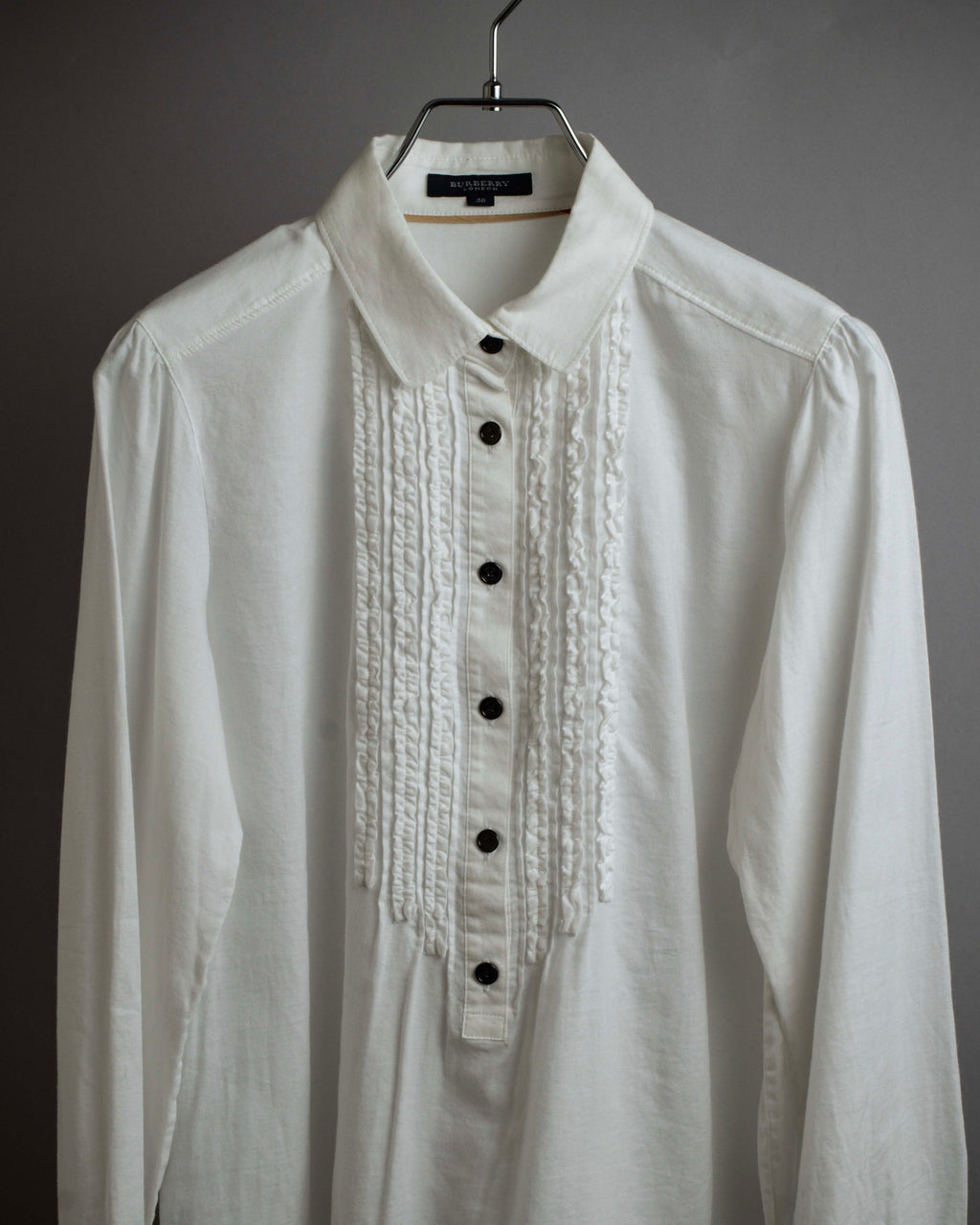 "BURBERRY" Frill design collarless blouse