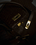 "Vintage turnlock design python leather bag"