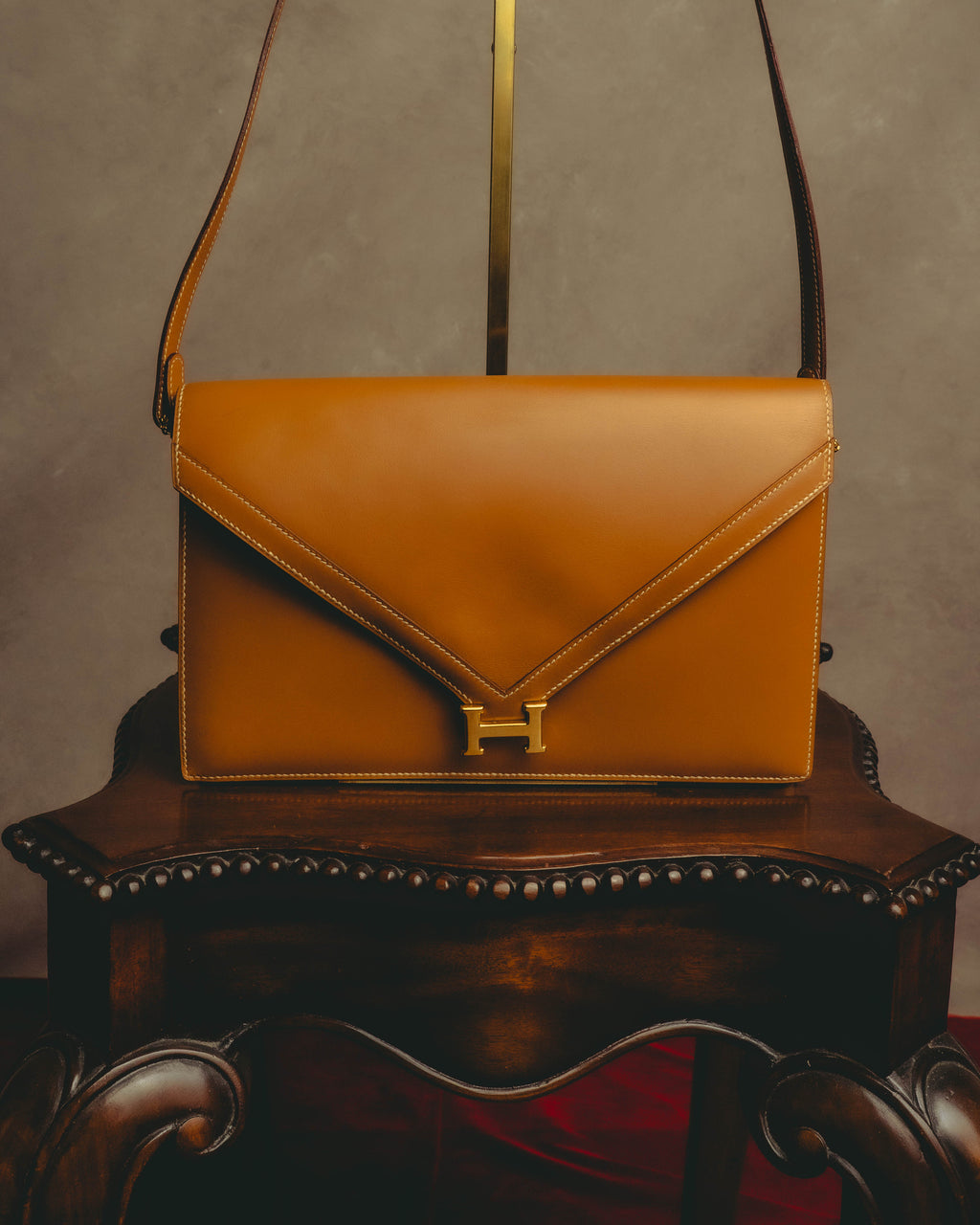 -SPECIAL- "HERMES" 70's-80's Vintage Lydie leather shoulder clutch bag