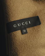 “GUCCI” 00’s-10’s Cashmere-blend leather-trimmed belted long coat