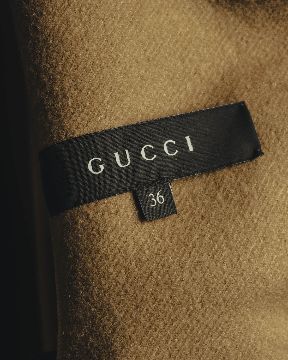 “GUCCI” 00’s-10’s Cashmere-blend leather-trimmed belted long coat