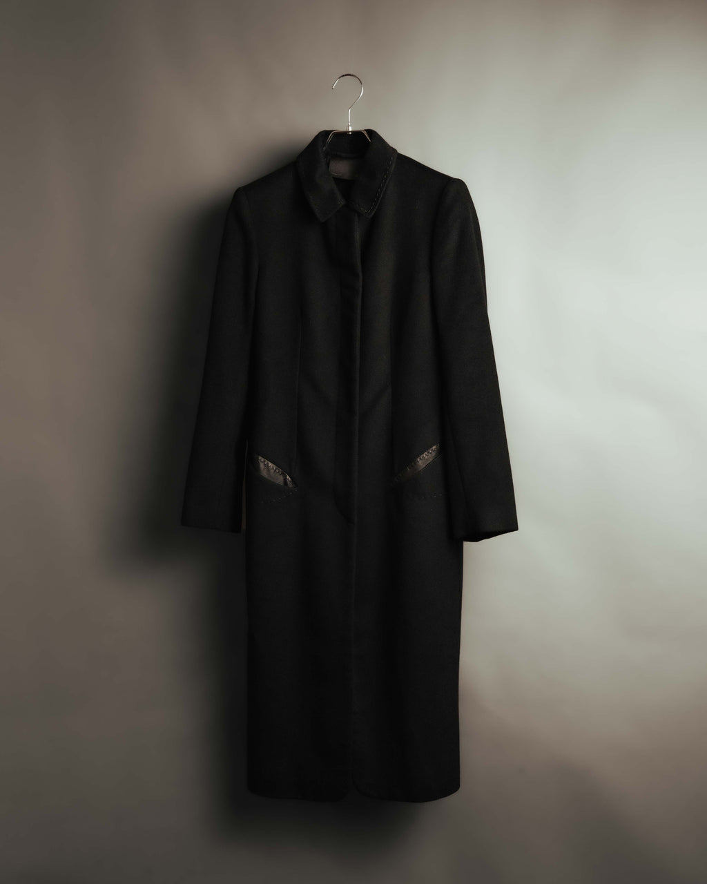 "FENDI" 90's Black wool cashmere long coat