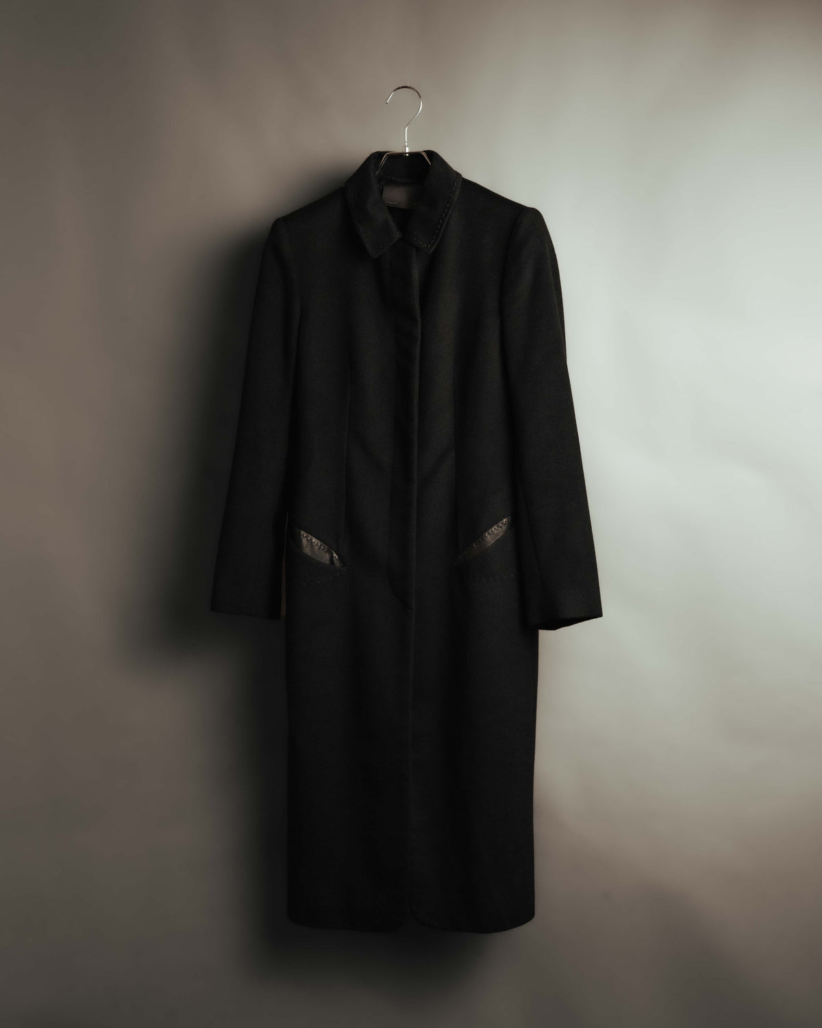 "FENDI" 90's Black wool cashmere long coat