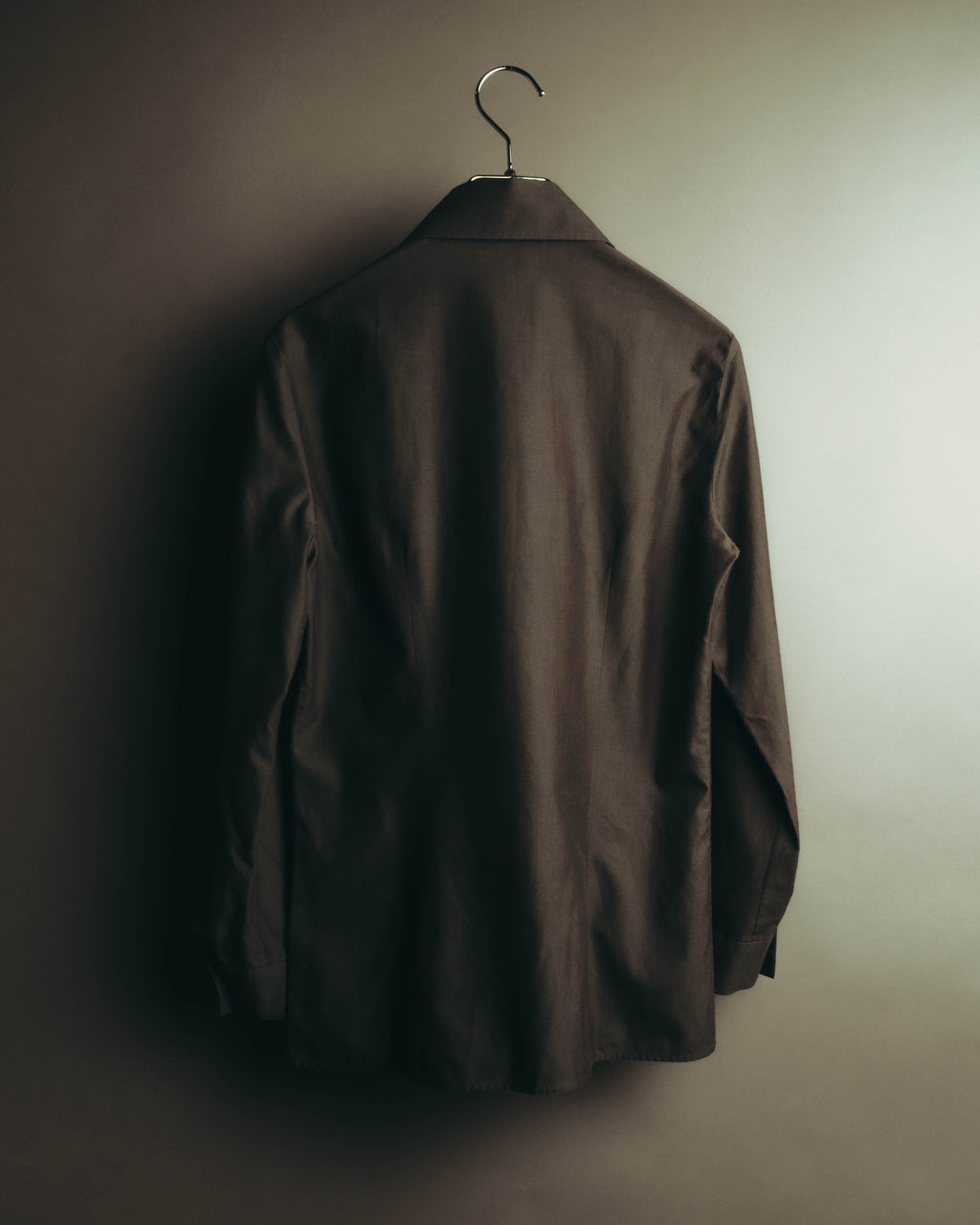"CELINE" 90's-00's Sharp collared cotton button-up shirt