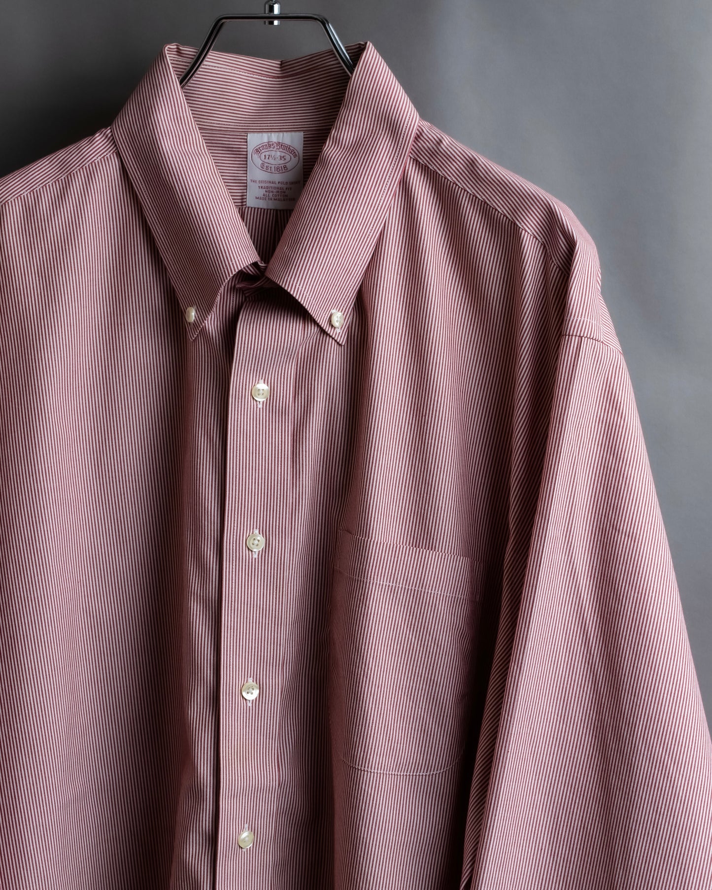 "BROOKS BROTHERS" Ultra thin stripe button down colour oversized shirt