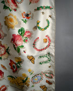 “GUCCI” 80’s-90’s Floral logo silk scarf