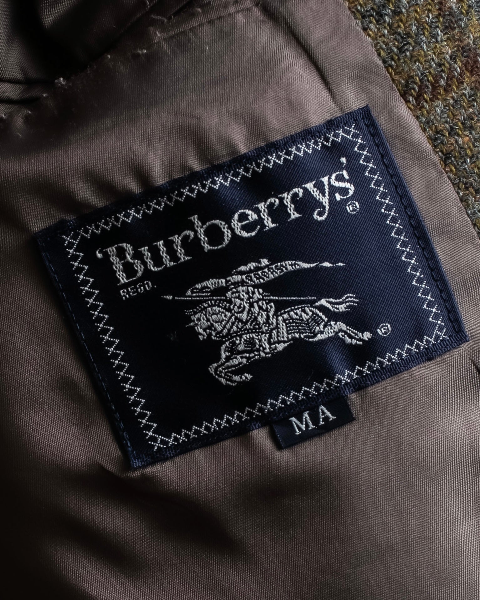 "BURBERRYS" Elbow patch design gun club check tweed jacket
