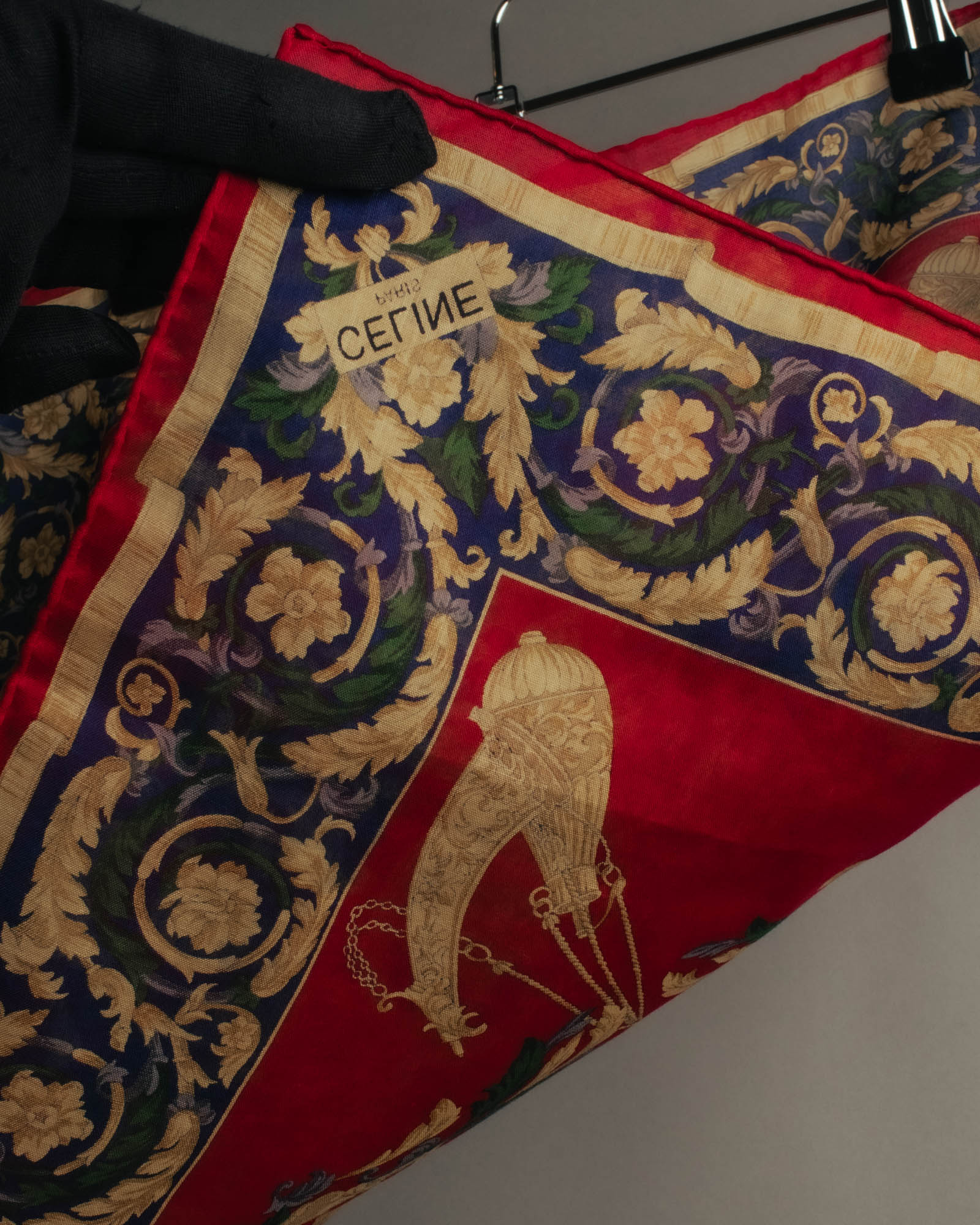 “CELINE” 80’s-90’s Baroque carriage motif mini scarf
