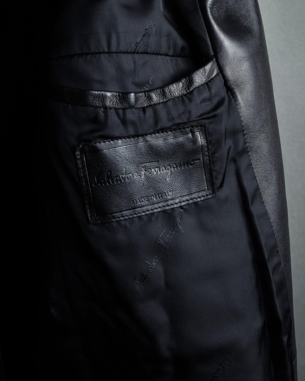 "Salvatore Ferragamo" Straight silhouette leather tailored jacket