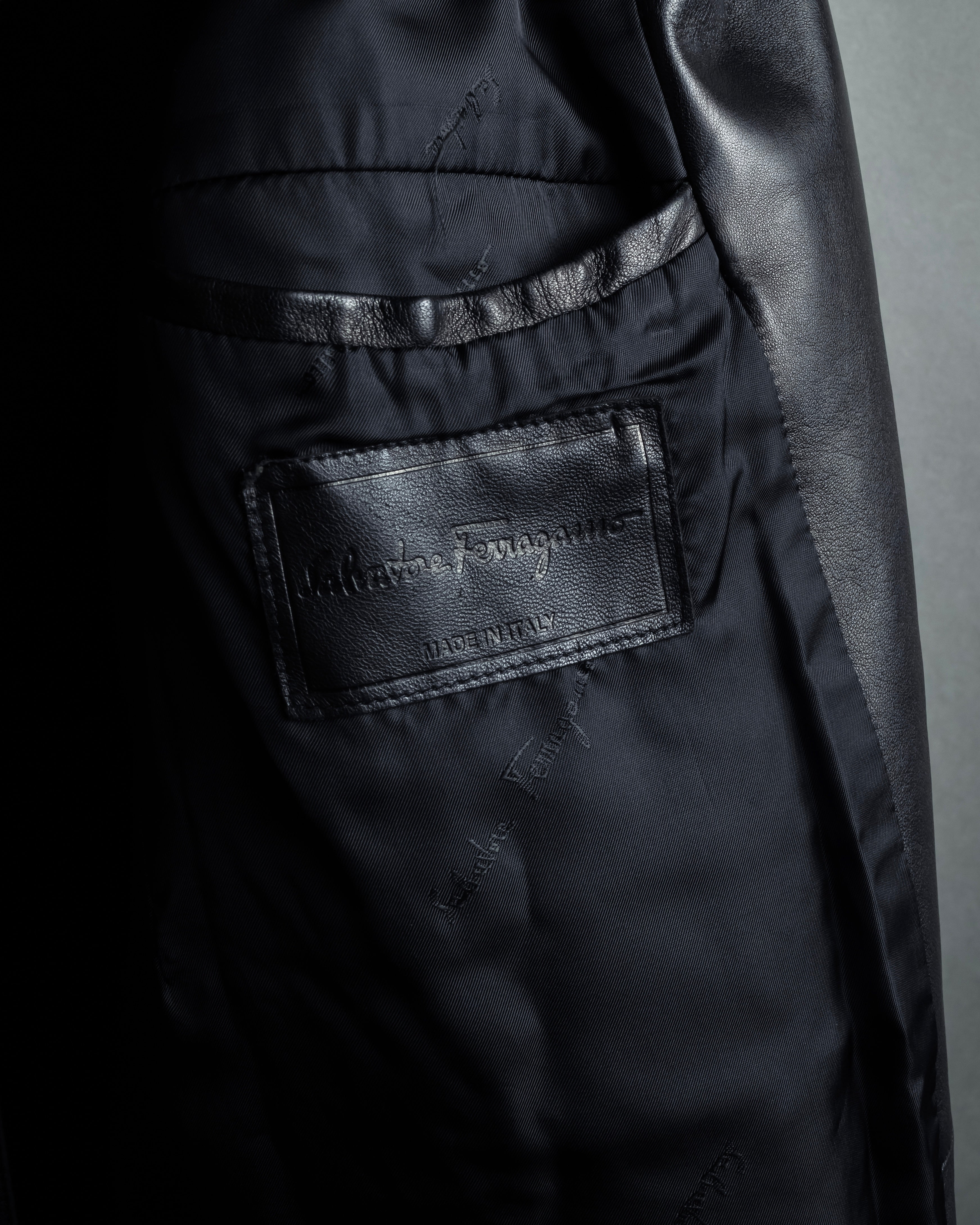 "Salvatore Ferragamo" Straight silhouette leather tailored jacket