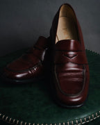 "PRADA" 90’s-00’s Hexagon knight rubber sole polished penny loafer