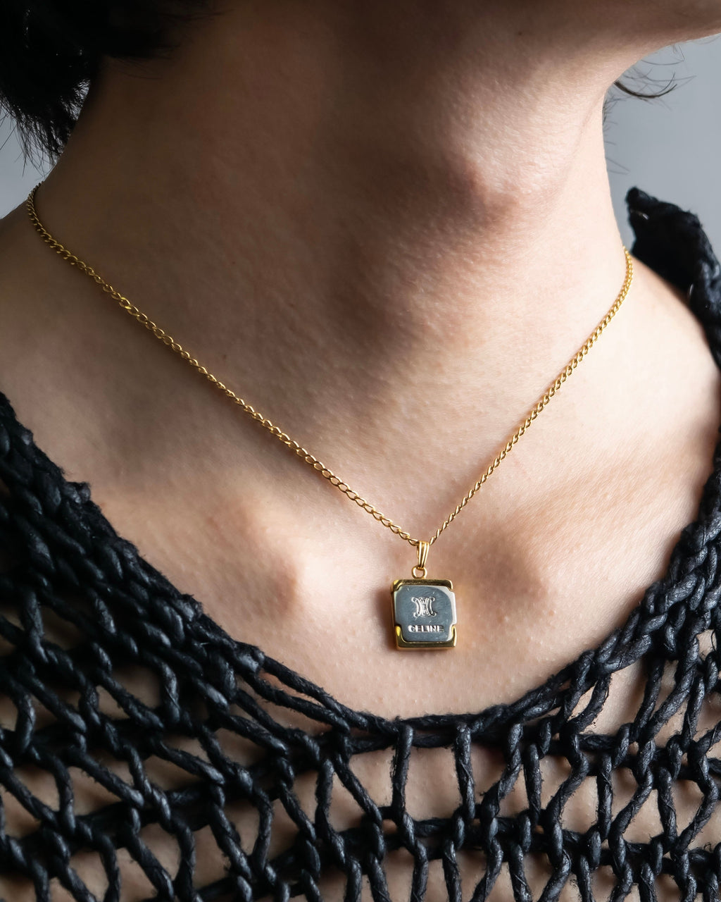 "CELINE" Logo pendant necklace
