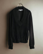 "Véronique Branquinho" 90's-00's Cotton velour v-neck sweatshirt