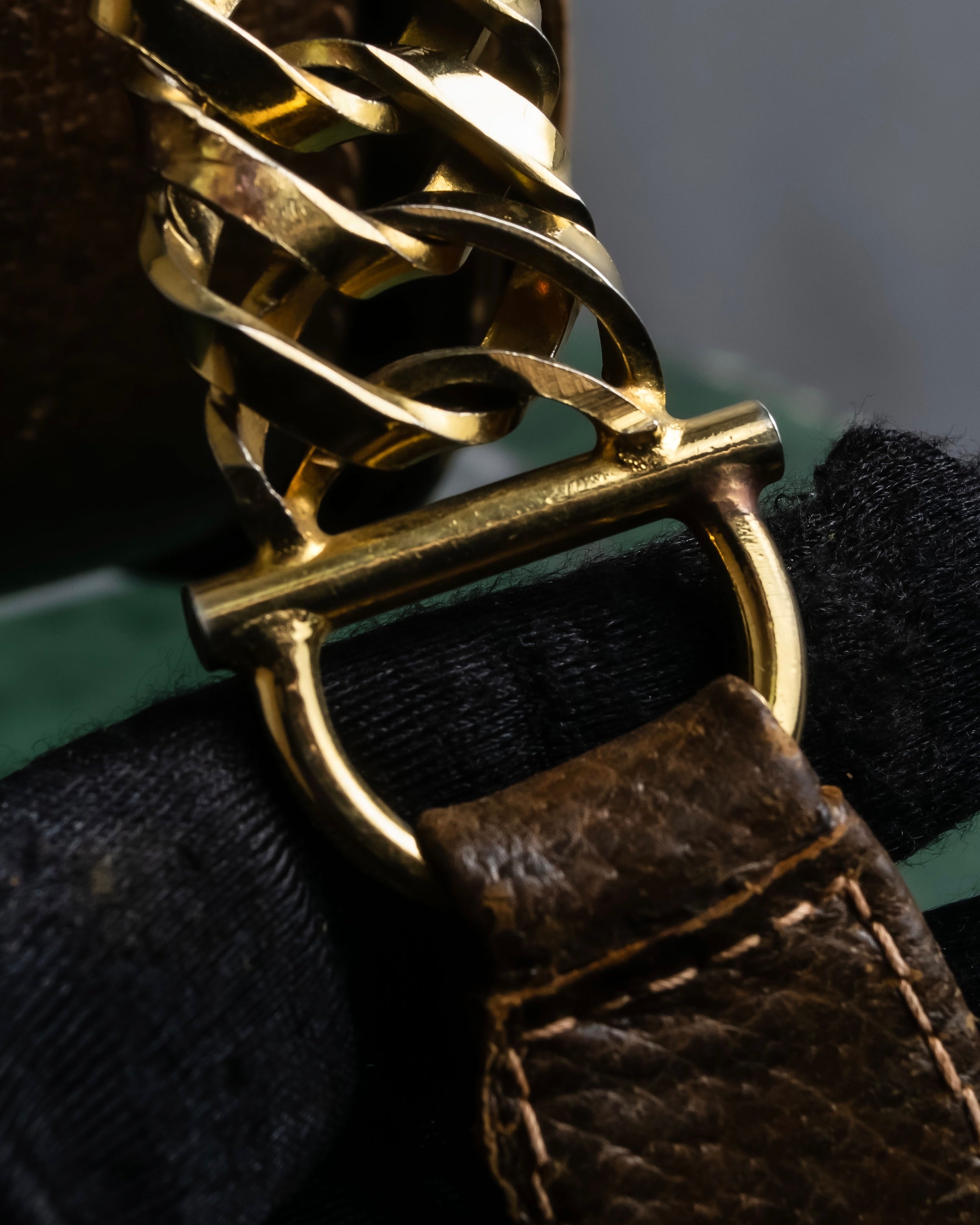 "GUCCI" Vintage horsebit motif leather shoulder bag