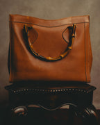 "GUCCI" 80's-90's Bamboo handle leather tote bag