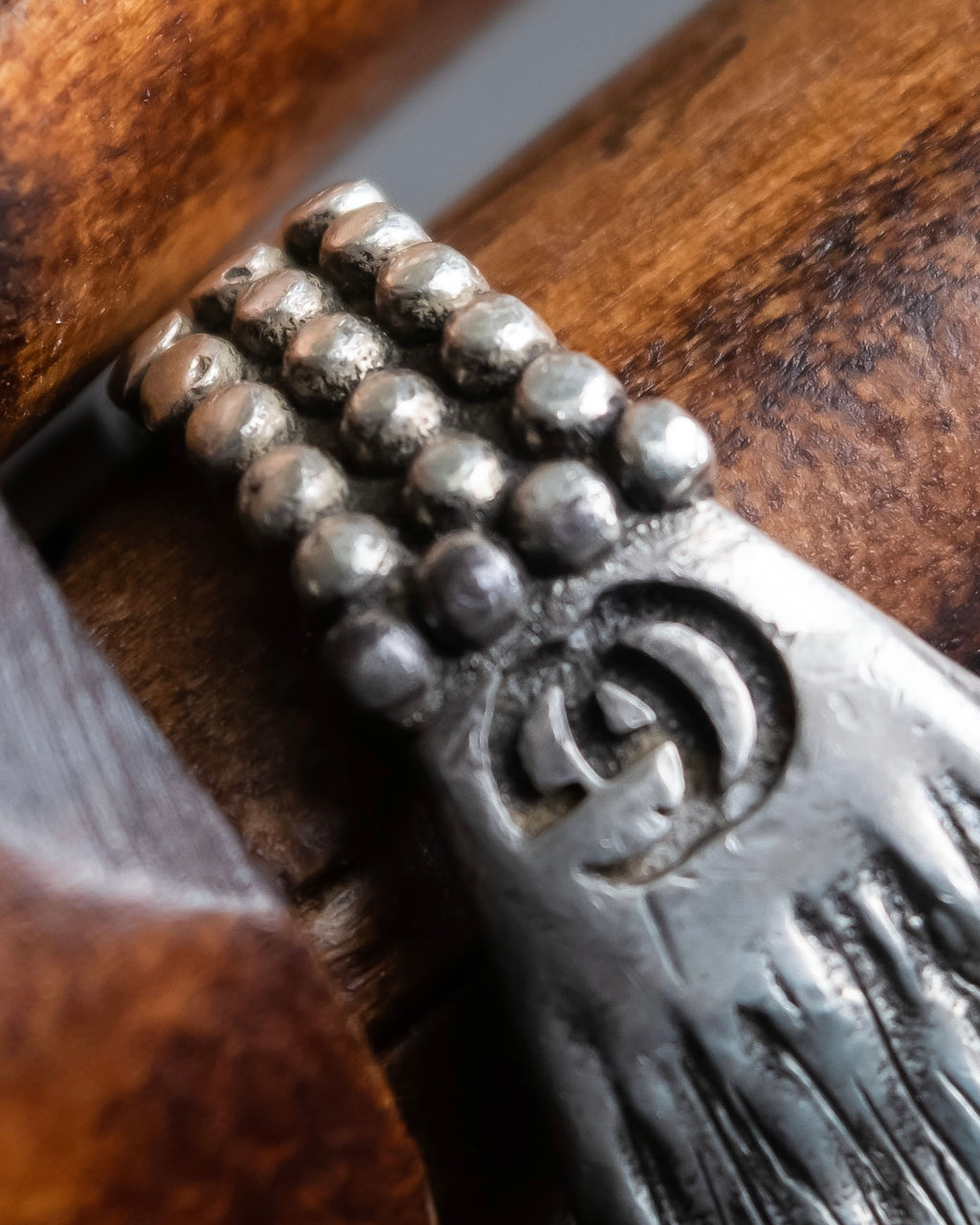 "GUCCI" Anger Forest series wolf motif turquoise stone design silver ring