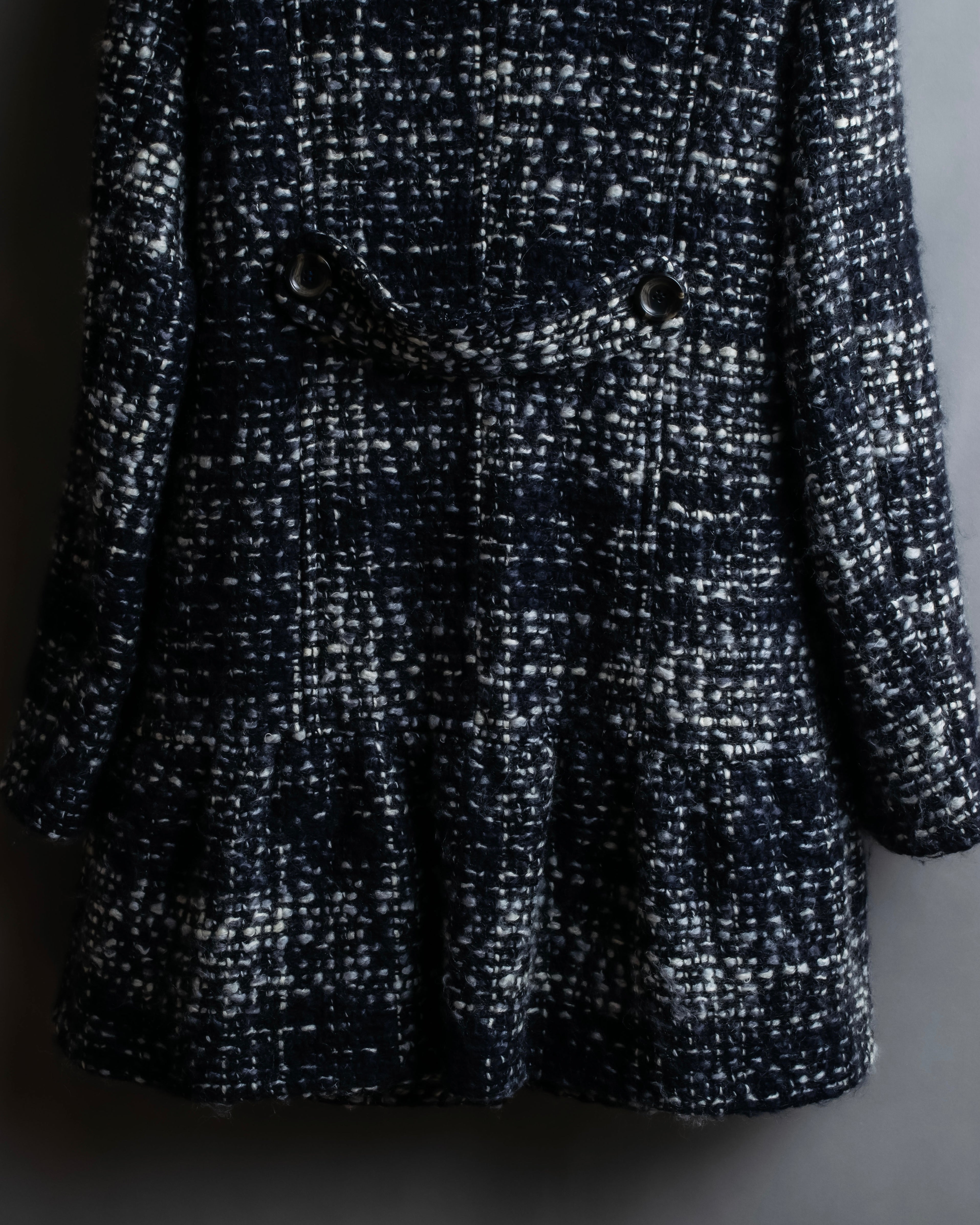 "Weekend Max Mara" Fur trimmed design collar tweed flare coat